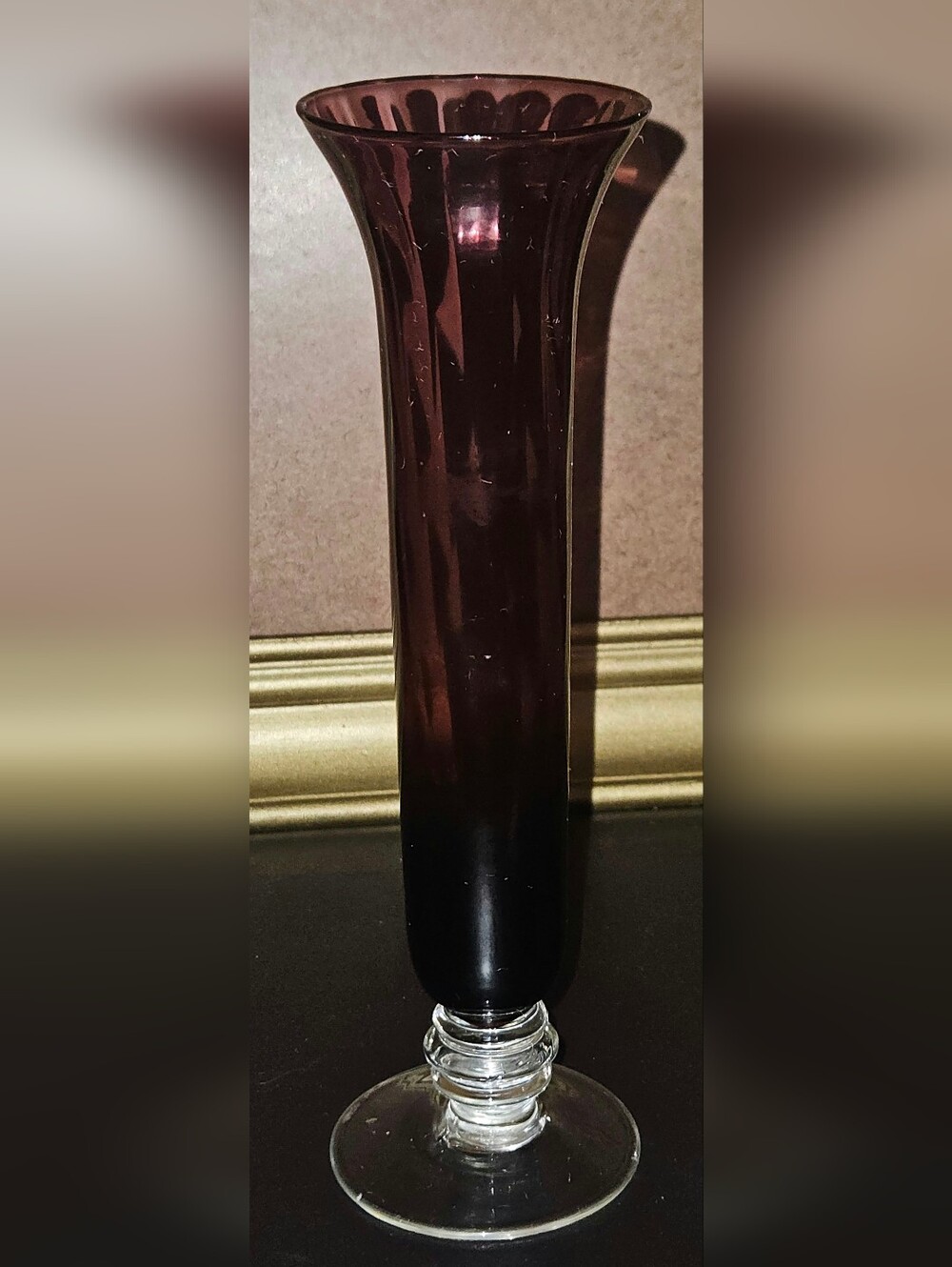 Tall Amethyst Glass Bud Vase
